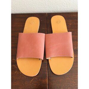 Urban Outfitters Slide Sandals Women's Size US 7 Pink Coral Leather Open Toe